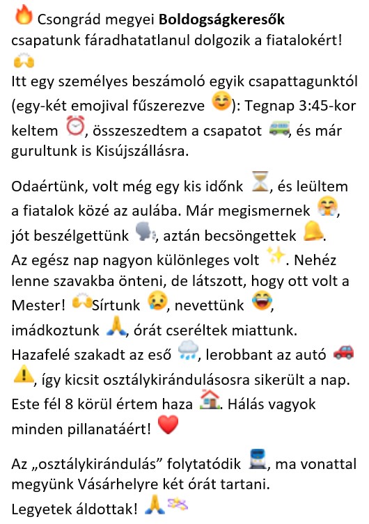 Boldogságkeresők foglalkozás - 225 márc- Csongrád megye